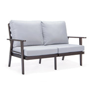 Walbrooke Modern 3-Piece Outdoor Patio Set with Brown Aluminum Frame and Removable Cushions Loveseat and Set of 2 Armchairs - Elax Furniture