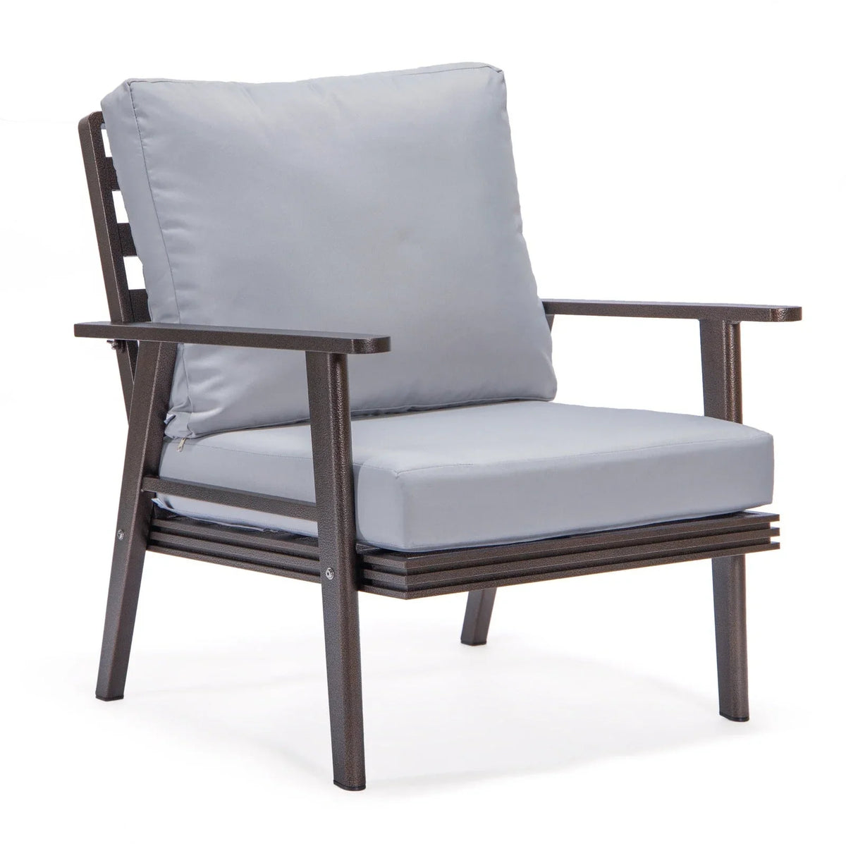 Walbrooke Modern 3-Piece Outdoor Patio Set with Brown Aluminum Frame and Removable Cushions Loveseat and Set of 2 Armchairs - Elax Furniture