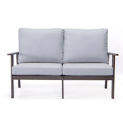 Walbrooke Modern 3-Piece Outdoor Patio Set with Brown Aluminum Frame and Removable Cushions Loveseat and Set of 2 Armchairs - Elax Furniture