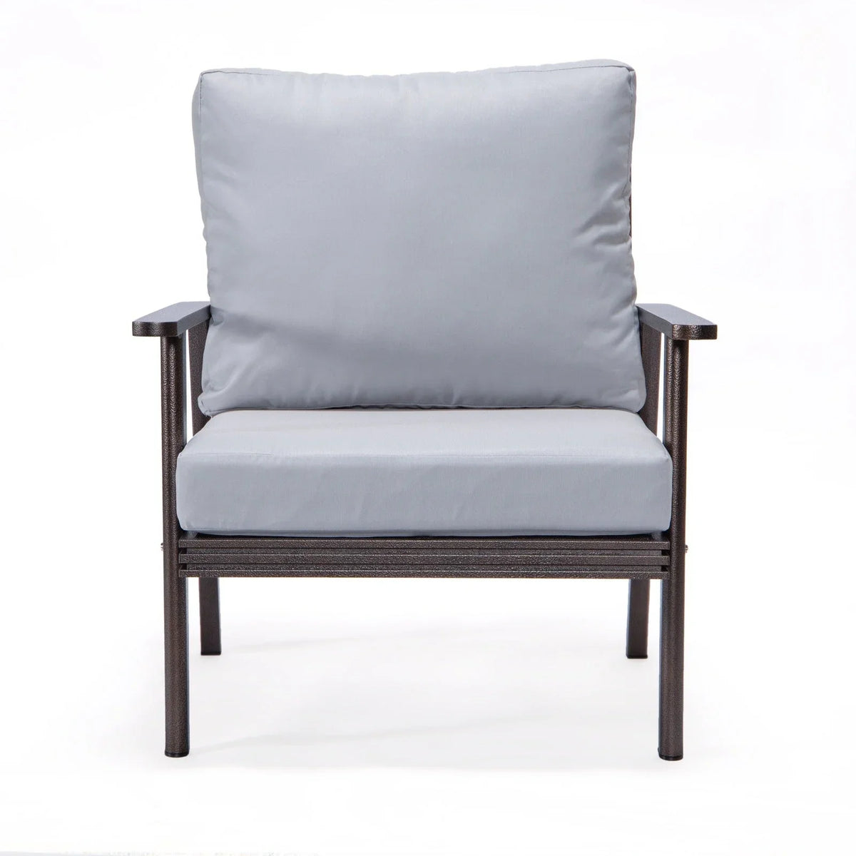 Walbrooke Modern 3-Piece Outdoor Patio Set with Brown Aluminum Frame and Removable Cushions Loveseat and Set of 2 Armchairs - Elax Furniture