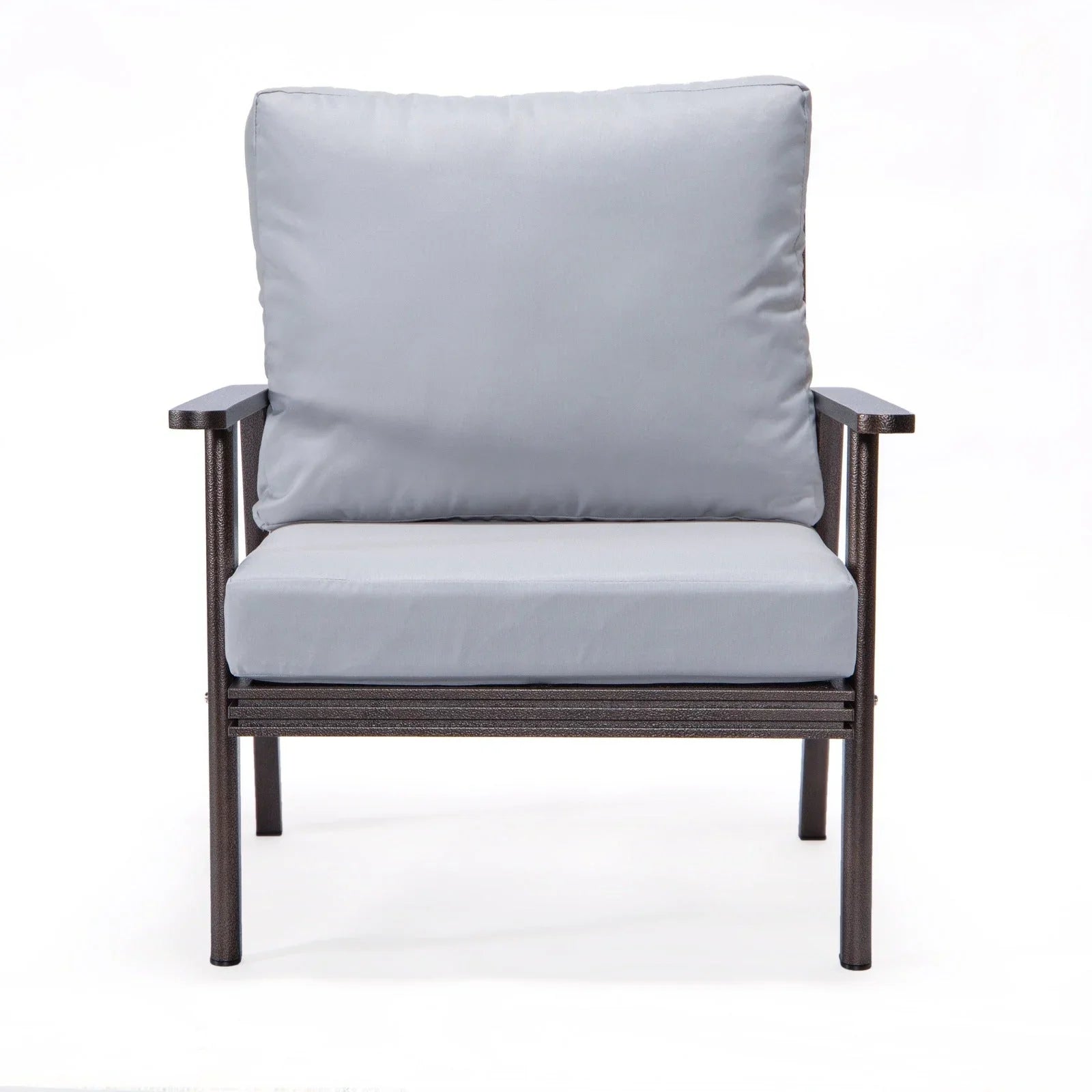 Walbrooke Modern 3-Piece Outdoor Patio Set with Brown Aluminum Frame and Removable Cushions Loveseat and Set of 2 Armchairs - Elax Furniture
