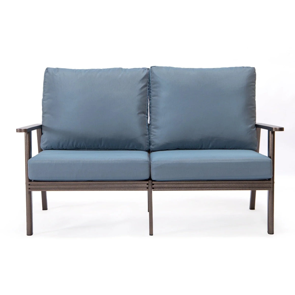 Walbrooke Modern 3-Piece Outdoor Patio Set with Brown Aluminum Frame and Removable Cushions Loveseat and Set of 2 Armchairs - Elax Furniture