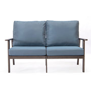 Walbrooke Modern 3-Piece Outdoor Patio Set with Brown Aluminum Frame and Removable Cushions Loveseat and Set of 2 Armchairs - Elax Furniture