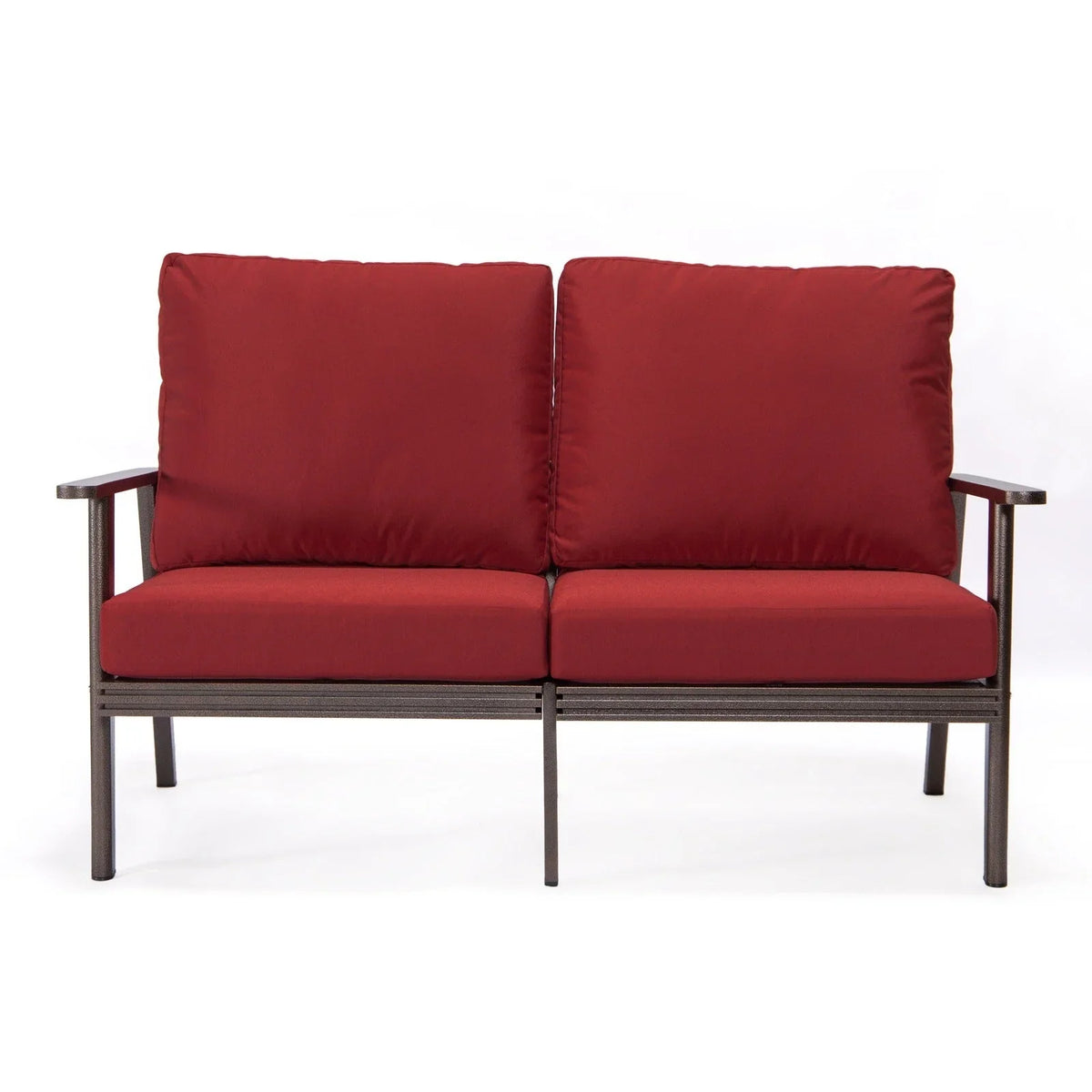 Walbrooke Modern 3-Piece Outdoor Patio Set with Brown Aluminum Frame and Removable Cushions Loveseat and Set of 2 Armchairs - Elax Furniture