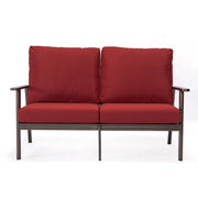 Walbrooke Modern 3-Piece Outdoor Patio Set with Brown Aluminum Frame and Removable Cushions Loveseat and Set of 2 Armchairs - Elax Furniture
