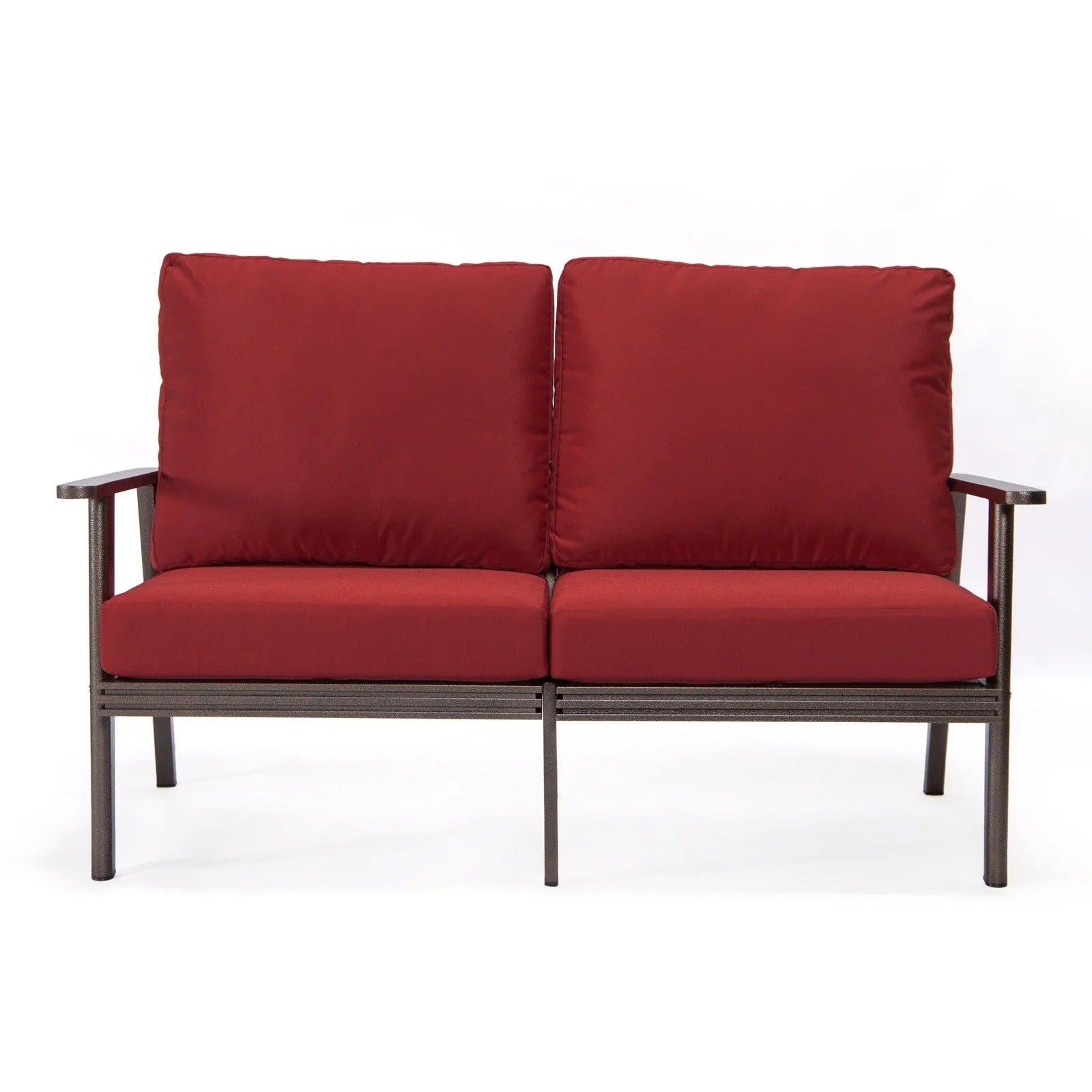 Walbrooke Modern 3-Piece Outdoor Patio Set with Brown Aluminum Frame and Removable Cushions Loveseat and Set of 2 Armchairs - Elax Furniture