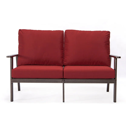 Walbrooke Modern 3-Piece Outdoor Patio Set with Brown Aluminum Frame and Removable Cushions Loveseat and Set of 2 Armchairs - Elax Furniture