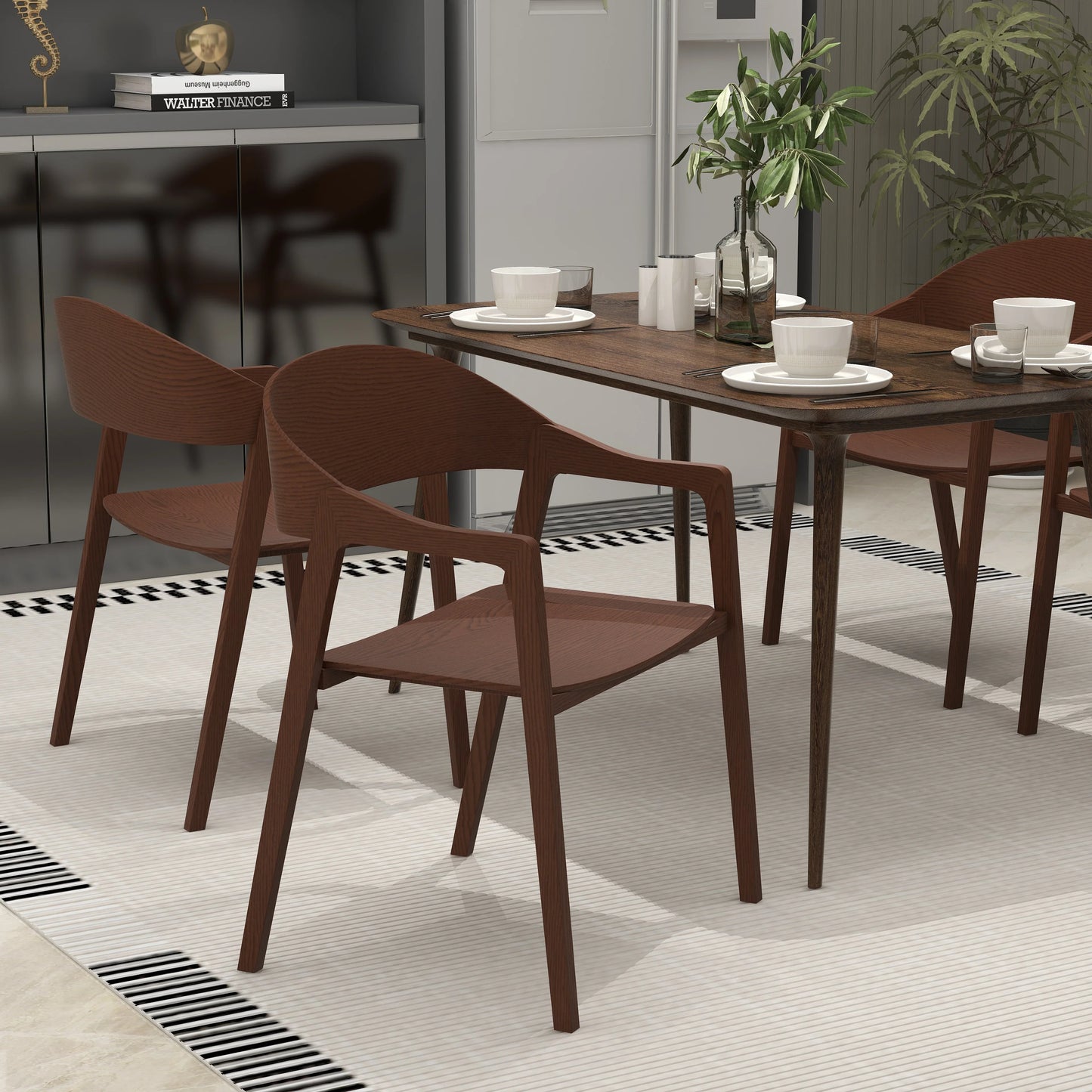 Rivo Dining Chairs in Sturdy Oak Wood with Open Back Design and Armrests - Elax Furniture