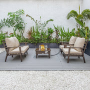 Walbrooke Aluminum Patio Conversation With Slats Design Fire Pit Table & Tank Holder - Elax Furniture