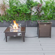 Walbrooke Aluminum Patio Conversation With Slats Design Fire Pit Table & Tank Holder - Elax Furniture