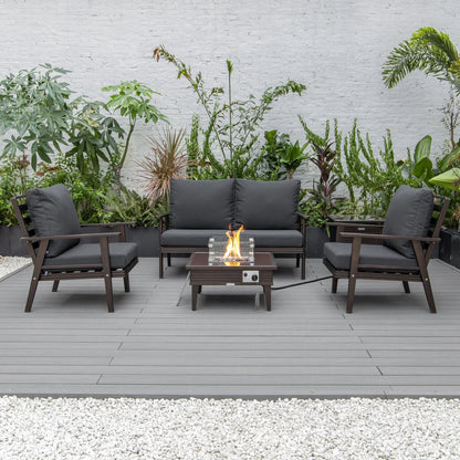 Walbrooke Aluminum Patio Conversation With Slats Design Fire Pit Table & Tank Holder - Elax Furniture