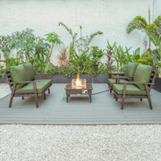 Walbrooke Aluminum Patio Conversation With Slats Design Fire Pit Table & Tank Holder - Elax Furniture