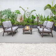 Walbrooke Aluminum Patio Conversation With Slats Design Fire Pit Table & Tank Holder - Elax Furniture