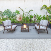Walbrooke Aluminum Patio Conversation With Slats Design Fire Pit Table & Tank Holder - Elax Furniture