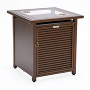 Walbrooke Outdoor Patio Square Fire Pit and Tank Holder with Slats Design - Elax Furniture