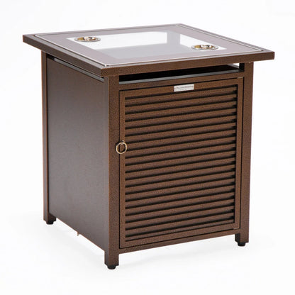 Walbrooke Outdoor Patio Square Fire Pit and Tank Holder with Slats Design - Elax Furniture