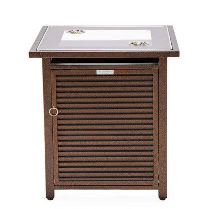 Walbrooke Outdoor Patio Square Fire Pit and Tank Holder with Slats Design - Elax Furniture