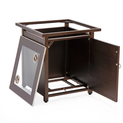 Walbrooke Outdoor Patio Square Fire Pit and Tank Holder with Slats Design - Elax Furniture