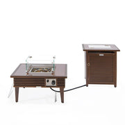 Walbrooke Outdoor Patio Square Fire Pit and Tank Holder with Slats Design - Elax Furniture