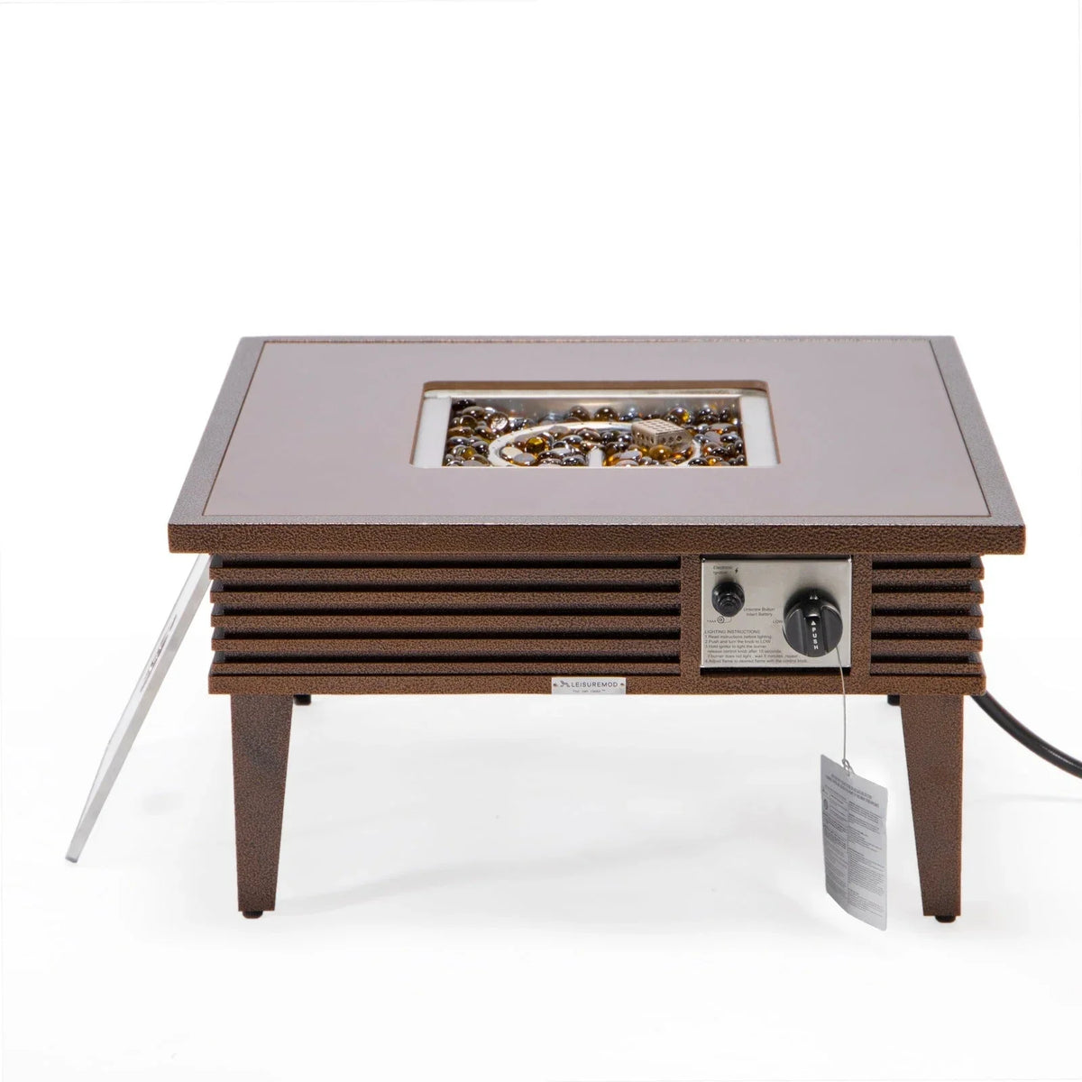 Walbrooke Outdoor Patio Square Fire Pit and Tank Holder with Slats Design - Elax Furniture