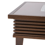 Walbrooke Modern Outdoor Square Fire Pit Table with Powder-Coated Aliuminum Frame and Slats Design - Elax Furniture