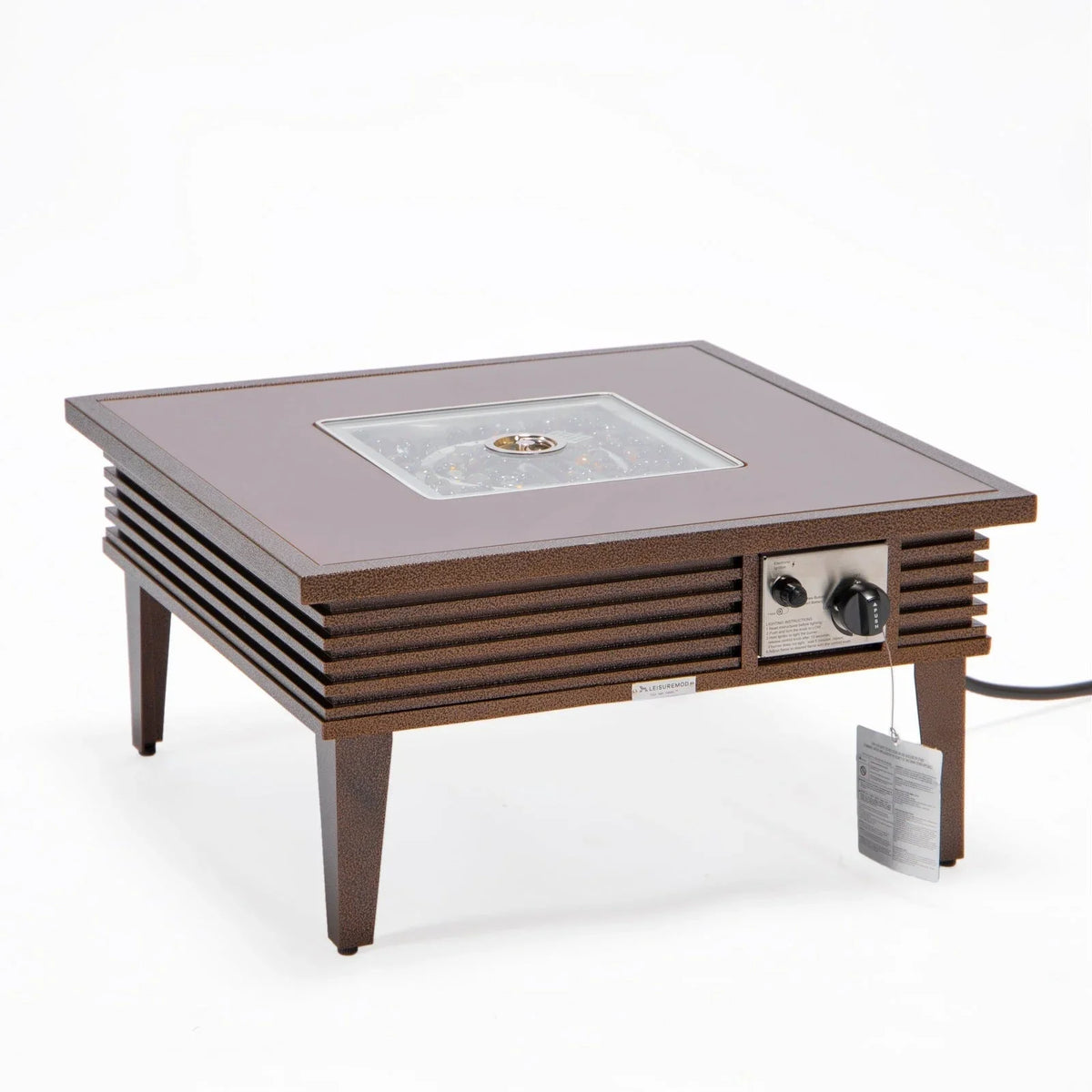 Walbrooke Modern Outdoor Square Fire Pit Table with Powder-Coated Aliuminum Frame and Slats Design - Elax Furniture