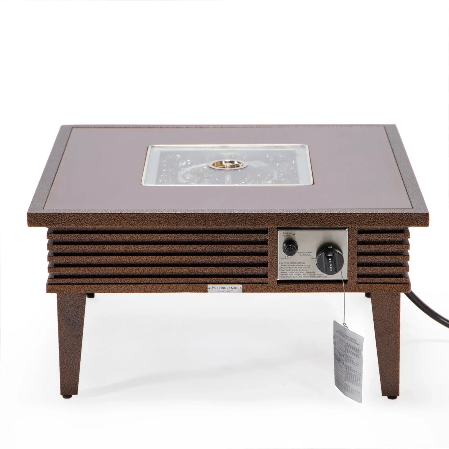 Walbrooke Modern Outdoor Square Fire Pit Table with Powder-Coated Aliuminum Frame and Slats Design - Elax Furniture