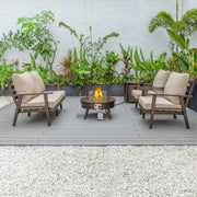 Walbrooke Aluminum Patio Conversation With Slats Design Fire Pit Table & Tank Holder - Elax Furniture