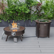 Walbrooke Aluminum Patio Conversation With Slats Design Fire Pit Table & Tank Holder - Elax Furniture