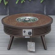 Walbrooke Aluminum Patio Conversation With Slats Design Fire Pit Table & Tank Holder - Elax Furniture