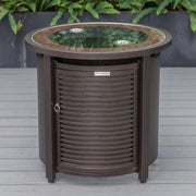 Walbrooke Aluminum Patio Conversation With Slats Design Fire Pit Table & Tank Holder - Elax Furniture