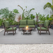 Walbrooke Aluminum Patio Conversation With Slats Design Fire Pit Table & Tank Holder - Elax Furniture