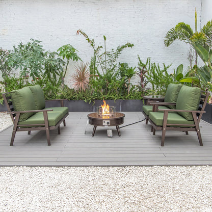 Walbrooke Aluminum Patio Conversation With Slats Design Fire Pit Table & Tank Holder - Elax Furniture