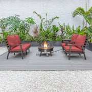 Walbrooke Aluminum Patio Conversation With Slats Design Fire Pit Table & Tank Holder - Elax Furniture