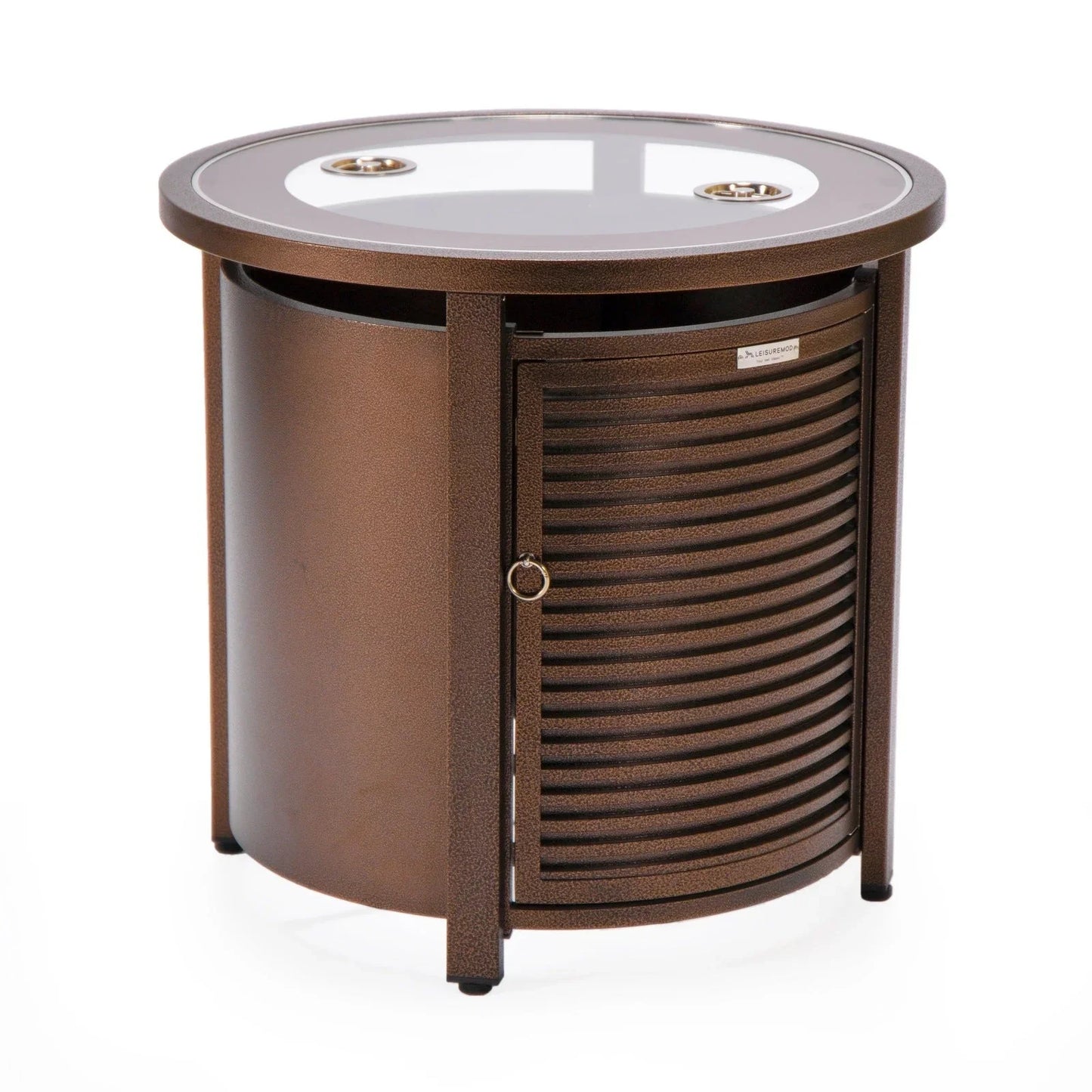 Walbrooke Outdoor Patio Round Fire Pit and Tank Holder with Slats Design - Elax Furniture