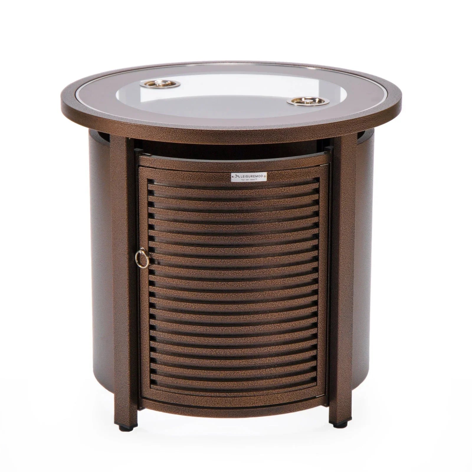 Walbrooke Outdoor Patio Round Fire Pit and Tank Holder with Slats Design - Elax Furniture