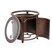 Walbrooke Outdoor Patio Round Fire Pit and Tank Holder with Slats Design - Elax Furniture