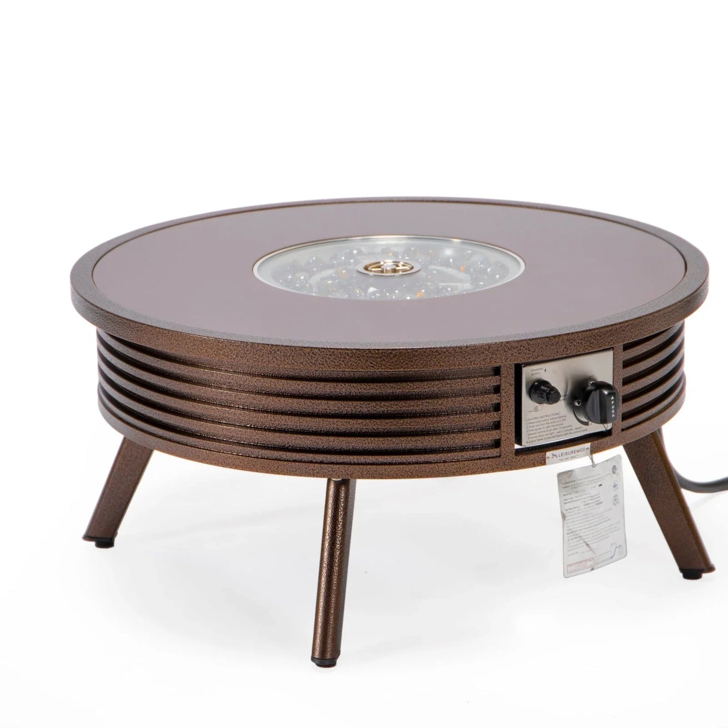 Walbrooke Outdoor Patio Round Fire Pit and Tank Holder with Slats Design - Elax Furniture