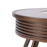 Walbrooke Modern Outdoor Round Fire Pit Table with Powder-Coated Aliuminum Frame and Slats Design - Elax Furniture