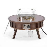 Walbrooke Modern Outdoor Round Fire Pit Table with Powder-Coated Aliuminum Frame and Slats Design - Elax Furniture