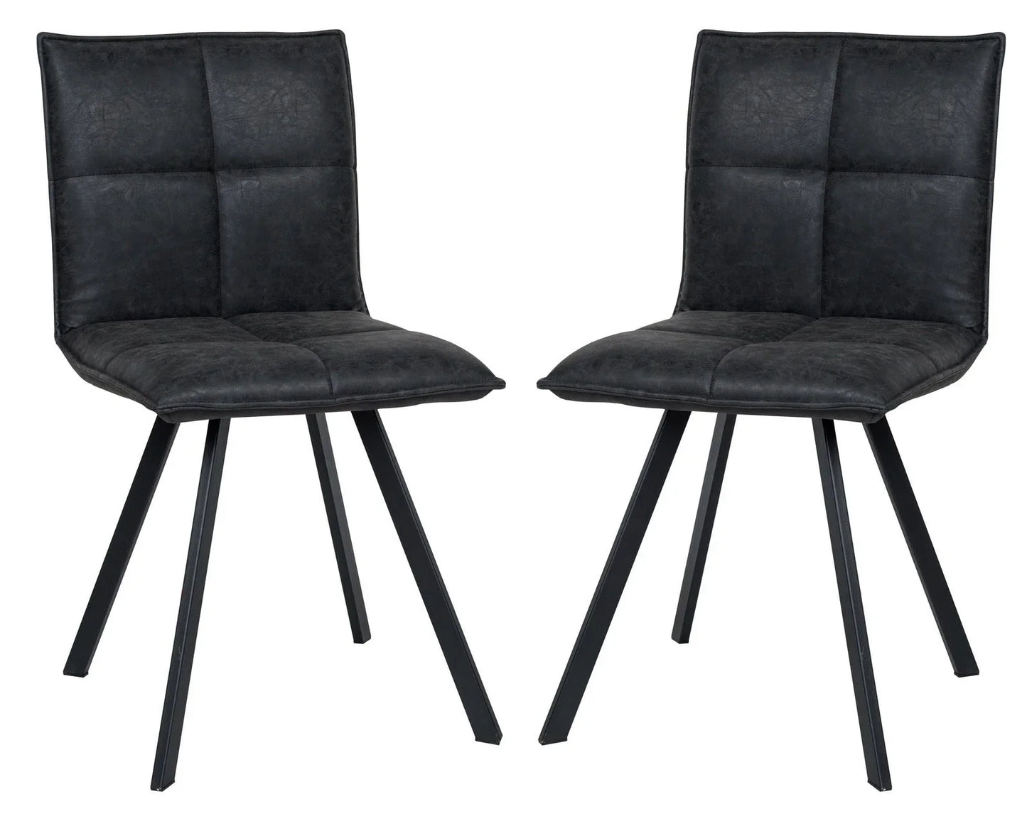 Wesley Modern Leather Dining Chair With Metal Legs Set of 2 - Elax Furniture