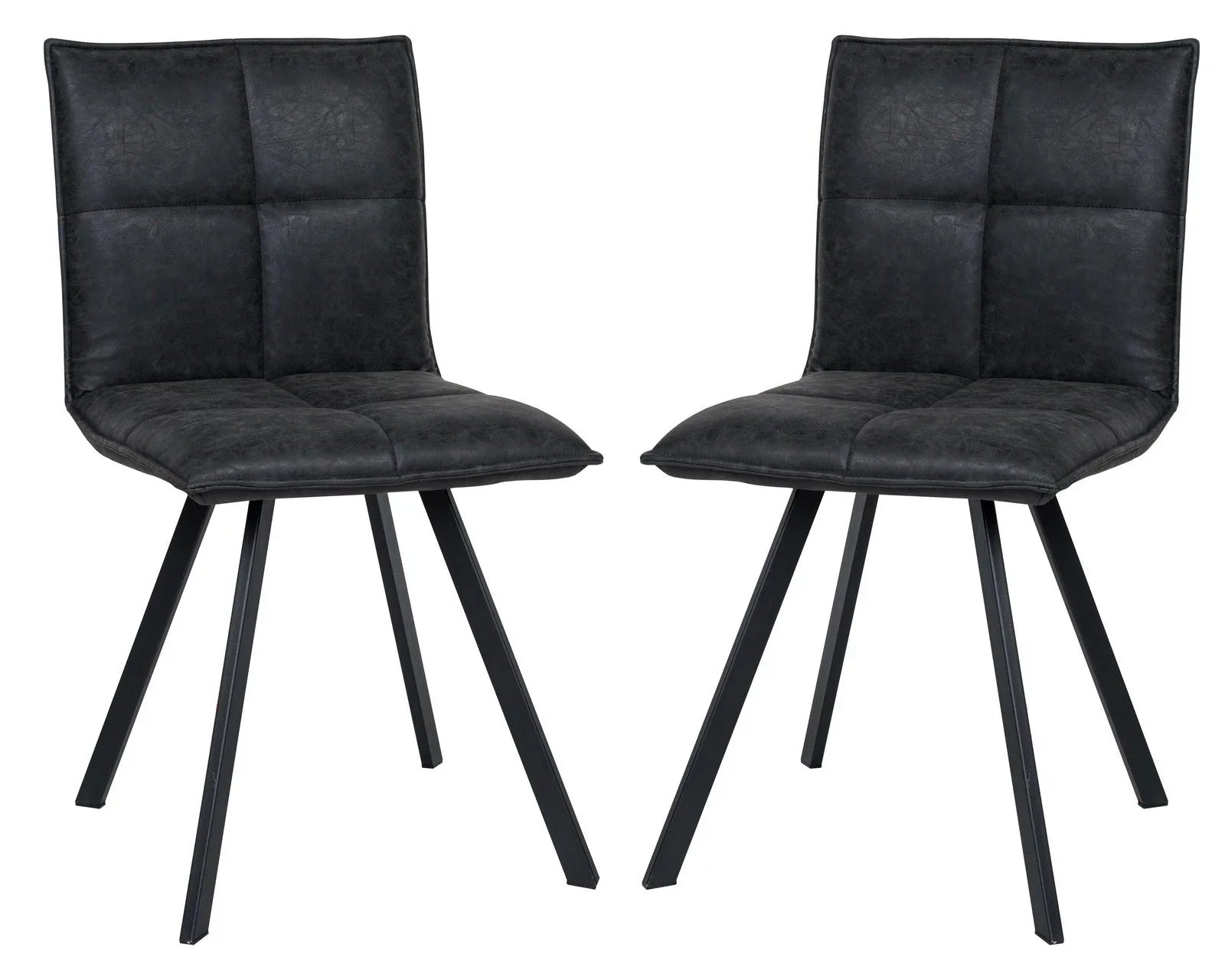 Wesley Modern Leather Dining Chair With Metal Legs Set of 2 - Elax Furniture