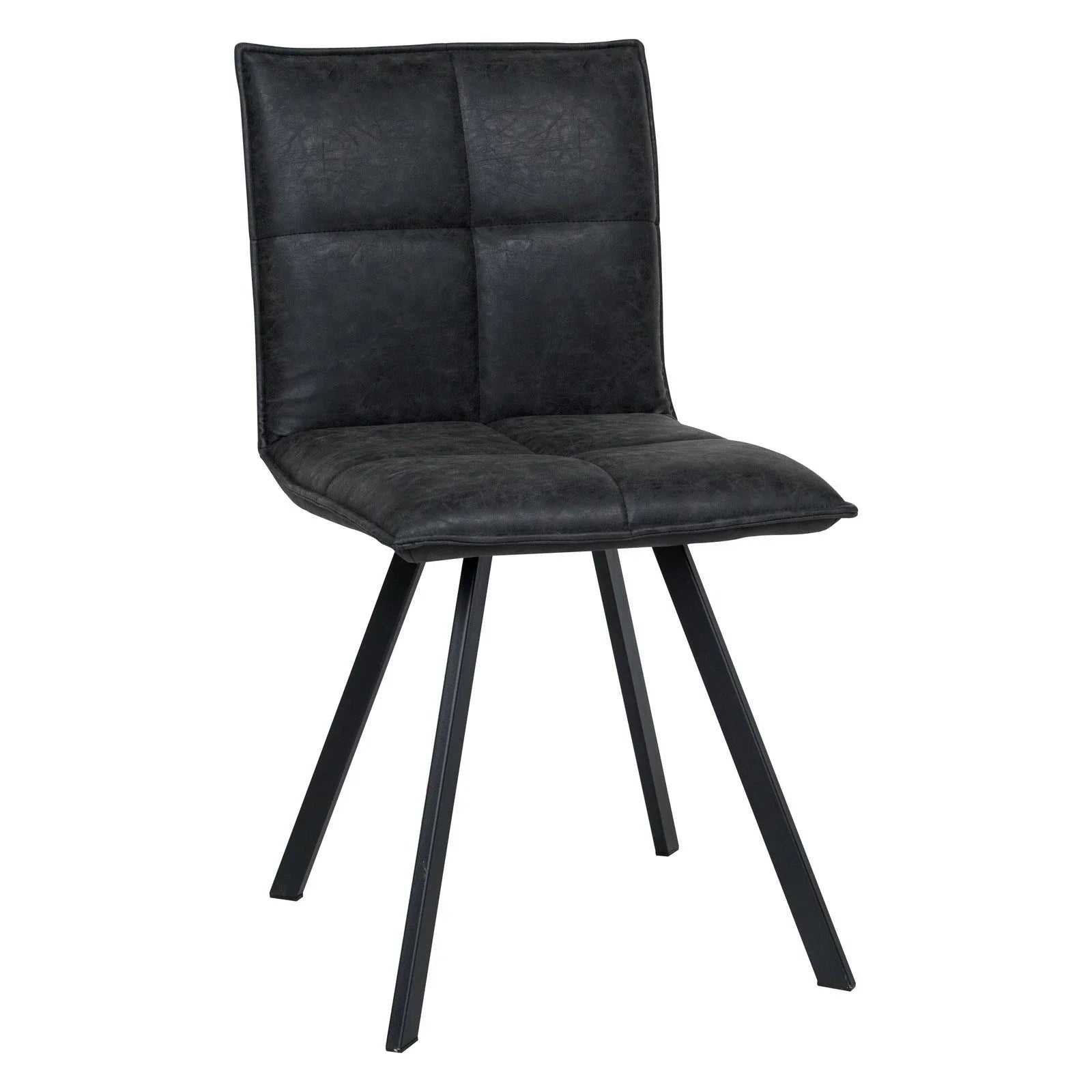 Wesley Leather Dining Chair With Iron Legs - Elax Furniture