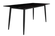 Zayle 5-Piece Dining Set with 55" Rectangular Dining Table in Black/Gold Sintered Stone Top and 4 Leather Dining Chairs - Elax Furniture