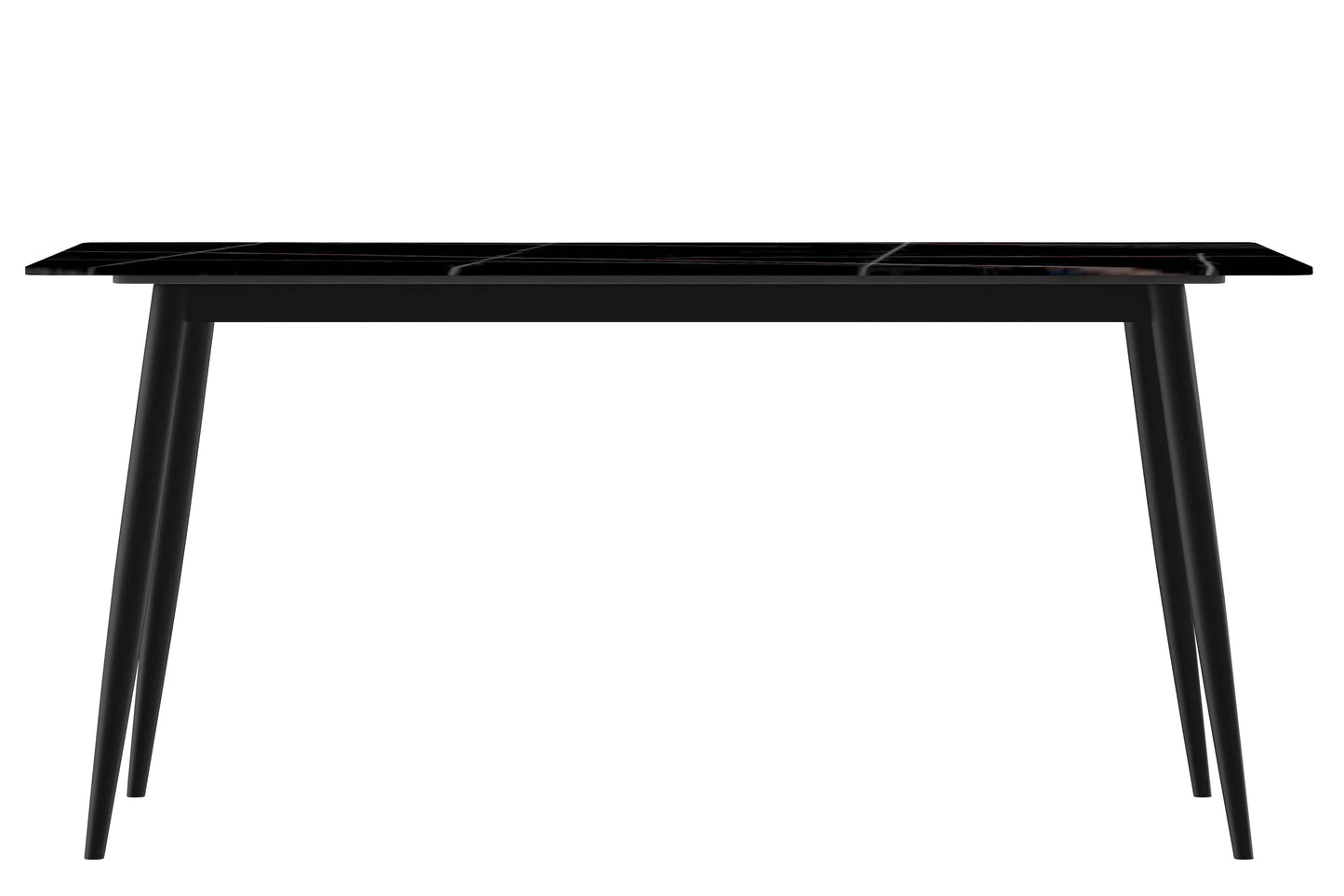 Zayle 5-Piece Dining Set with 55" Rectangular Dining Table in Black/Gold Sintered Stone Top and 4 Leather Dining Chairs - Elax Furniture