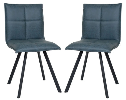 Wesley Modern Leather Dining Chair With Metal Legs Set of 2 - Elax Furniture