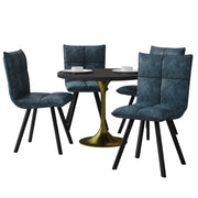 Verve 5-Piece Dining Set with 36" Round Dining Table in Black MDF Top and 4 Leather Dining Chairs - Elax Furniture