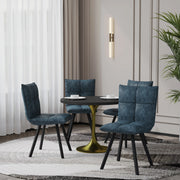 Verve 5-Piece Dining Set with 36" Round Dining Table in Black MDF Top and 4 Leather Dining Chairs - Elax Furniture