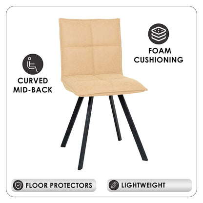 Wesley Modern Leather Dining Chair With Metal Legs Set of 2 - Elax Furniture