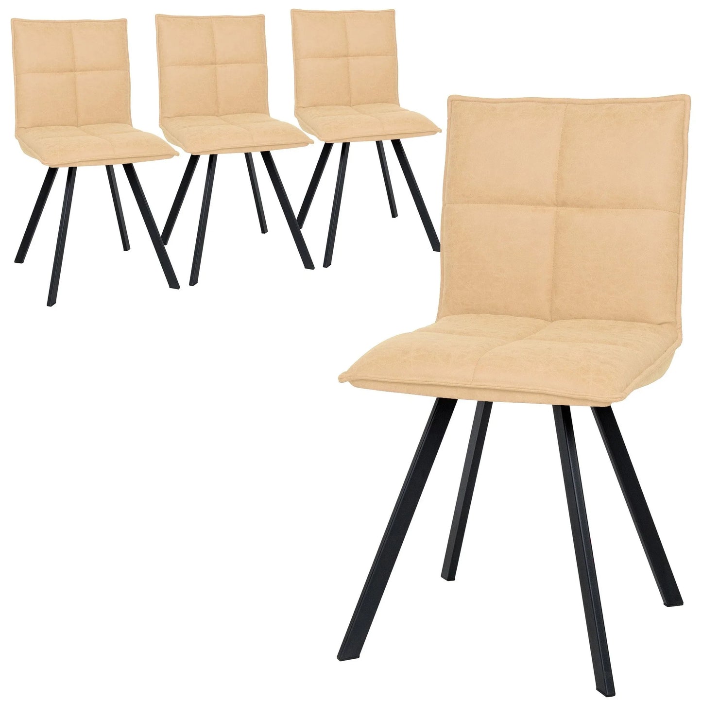 Wesley Modern Leather Dining Chair With Metal Legs Set of 4 - Elax Furniture